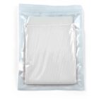 A sealed plastic packaging containing a neatly folded white mesh fabric. The package is transparent, allowing the texture and pattern of the fabric to be visible.