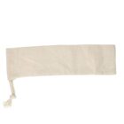 A long, rectangular beige fabric pouch with a drawstring closure on one end. The pouch appears flat and is shown on a white background.