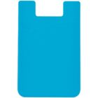 Blue silicone card holder with a minimalist design, featuring a wavy edge at the top. The holder is rectangular and intended for attaching to the back of a phone for storing cards or IDs.