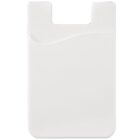 A white adhesive silicone phone wallet with a curved top edge. It is designed to attach to the back of a phone to hold cards or other small items.