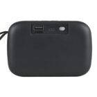 A black rectangular device with a USB port, a micro USB port labeled DC 5V, and an on/off switch. It has rounded edges and a wrist strap on one side.