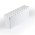 White rectangular box with a glossy surface on a plain white background. The box is viewed at an angle, showing its length and depth.