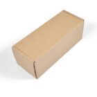 A plain rectangular cardboard box on a white background, closed and sealed, with a simplistic design indicating packaging for shipping or storage.