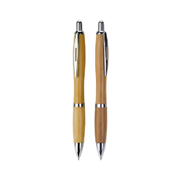 Clymer Bamboo Ball Pens with silver accents on a clean white background.