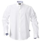 A plain white long-sleeve button-up shirt with a collar.