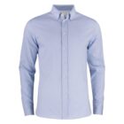 Light blue, long-sleeve, button-up dress shirt with a button-down collar.