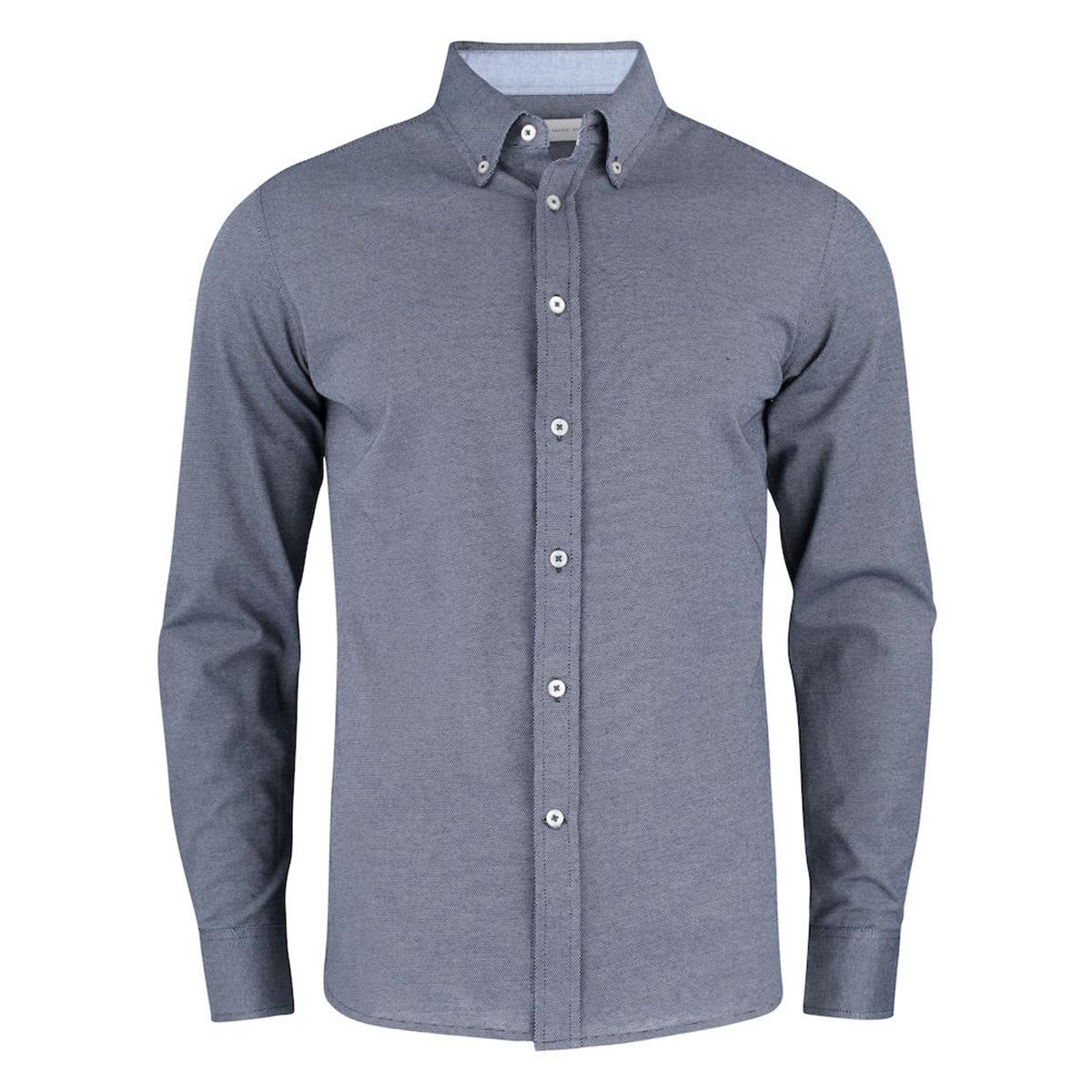 Gray long-sleeve button-up shirt with a collar, shown on a plain white background.