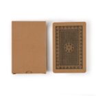 Deck of cards with a brown box on a white background.