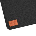 Gray felt fabric with a brown tag reading I used to be a plastic bottle.