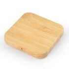 Square bamboo coaster with rounded edges on a white background.