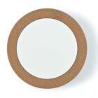 Round mirror with a cork border against a white background.