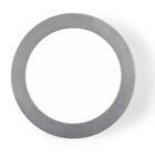 Round silver frame with a white center, resembling a circular mirror.