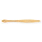 A bamboo toothbrush with soft, natural bristles.