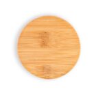 Round bamboo lid with smooth, natural wood grain pattern viewed from above.