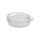 Clear plastic lid with a slide closure on white background.