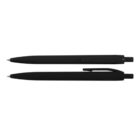 Two black ballpoint pens, one retracted and one with the tip exposed, shown side by side.