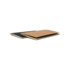 Two slim, closed notebooks, one black and one brown, side by side on a white background.