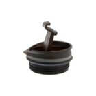 A black and gray thermos lid with a flip-top spout.