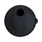 Black, round disposable coffee cup lid with a sip hole.