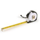 A tape measure extended to six inches on a white surface.