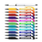 Twelve colorful pens stacked horizontally with JOBHUNTER printed on them.