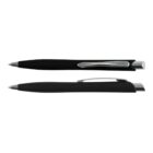 Two black ballpoint pens with silver clips on a white background.