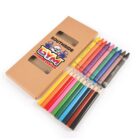 Box of colorful crayons and pencils with Southside Gym logo.
