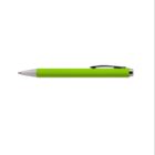Green pen with silver tip and black clip, against a white background.