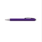 Purple ballpoint pen with a silver tip and black clip on a white background.