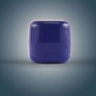 A blue, square-shaped container against a gray gradient background.