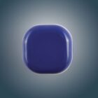 Square-shaped, shiny, blue object with rounded edges on a gradient blue background.