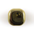 A square, glossy gold button isolated on a white background.
