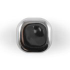 Shiny, rounded, metallic object on a white background.