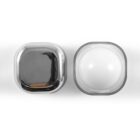 Two metallic and white square-shaped containers on a white background.