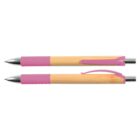 Two bamboo pens with pink grips and clips, shown from different angles.