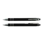 Two black ballpoint pens with silver accents and clips, shown horizontally.