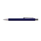 Blue ballpoint pen with silver tip and clip.