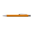 Orange retractable ballpoint pen with silver tip and black clip.