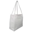 White canvas tote bag with long handles, angled view.