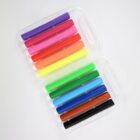 A set of colorful markers arranged in a plastic case with two rows on a white background.