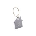 House-shaped keychain with CR Constructions logo on a metal ring.