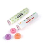 Two rolls of mints with branded wrappers, alongside purple, orange, and pink candies.