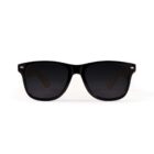 Black rectangular sunglasses with dark lenses and silver accents on the front corners, isolated on a white background.