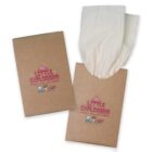 Brown Little Explorers tissue packets, one open with tissues visible, featuring a tent and clouds illustration.