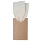 A brown tissue box with white tissues protruding from the top.