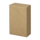 A plain, brown cardboard box with a closed flap, resting upright against a white background.