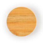 A round, flat wooden lid with a smooth grain and light natural finish, on a white background.