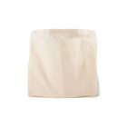 A plain beige square cloth bag, slightly crumpled, with no handles or designs.