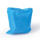 A blue fabric bag with a slightly crumpled appearance on a white background. The bag is standing upright, showing its sides and top.