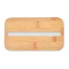 A rectangular bamboo tissue box cover with rounded corners and a horizontal elongated opening for dispensing tissues. The wood grain is visible, adding a natural texture to the surface.